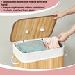 Foldable Laundry Hamper – Bamboo – Natural – 72 L Capacity with Lid and 3 Handles