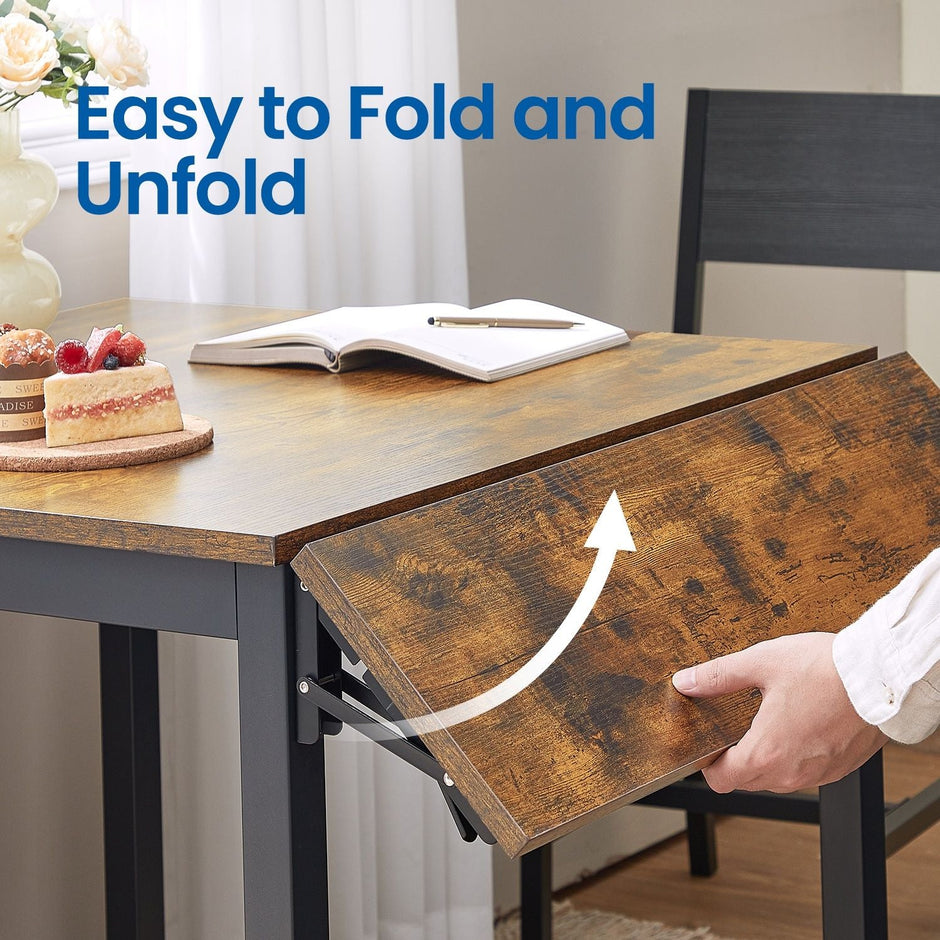 Folding Dining Table – Natural Oak and Cloud White – Drop Leaf Extendable for Small Spaces – Seats 2-4 People