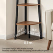 Corner Shelf Unit – Metal and Wood – Rustic Brown – 5-Tier Ladder Design for Living Room and Office