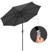 Large Patio Sun Umbrella – Fabric – Grey – Solar-Powered LED Lights, UPF 50+ Protection, Tilting Mechanism