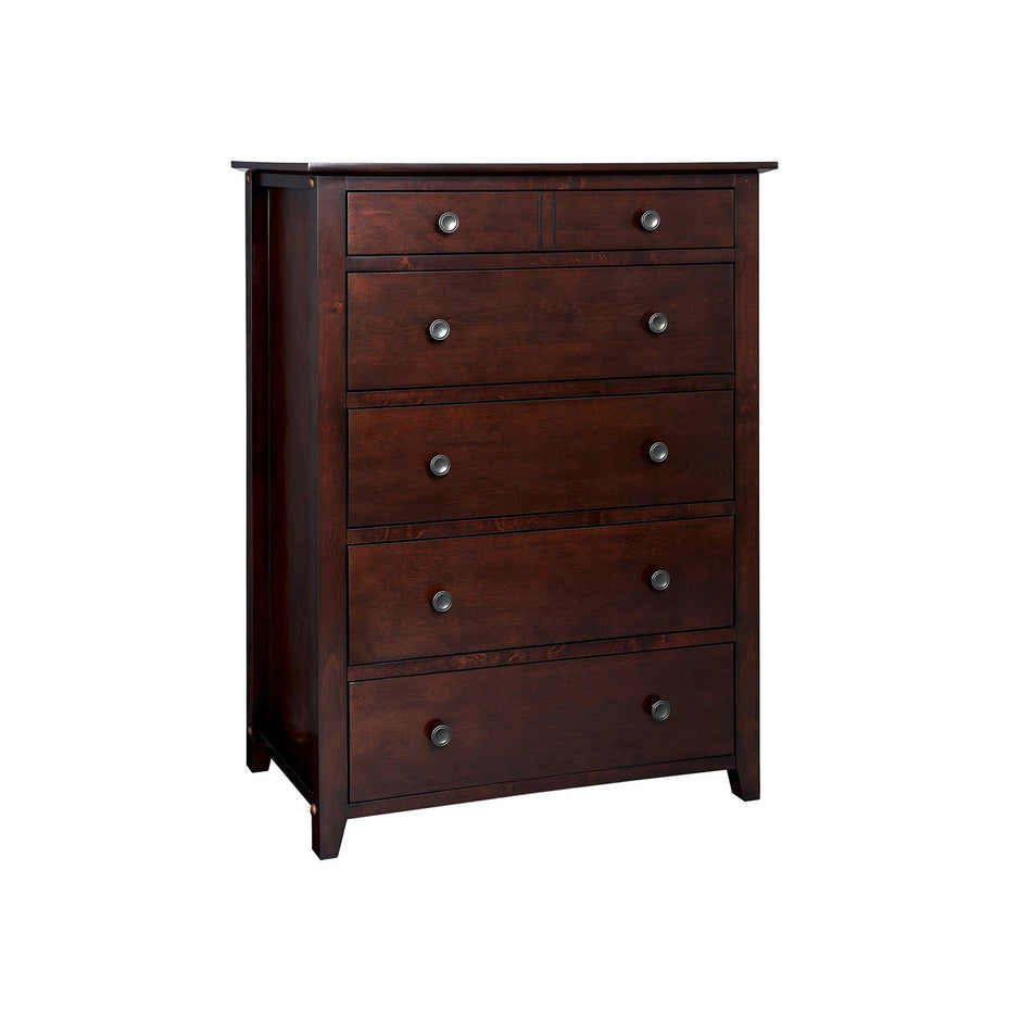 5-Drawer Chest – Solid Wood – Espresso – Versatile Storage Unit for Bedroom, Living Room, or Kid's Room