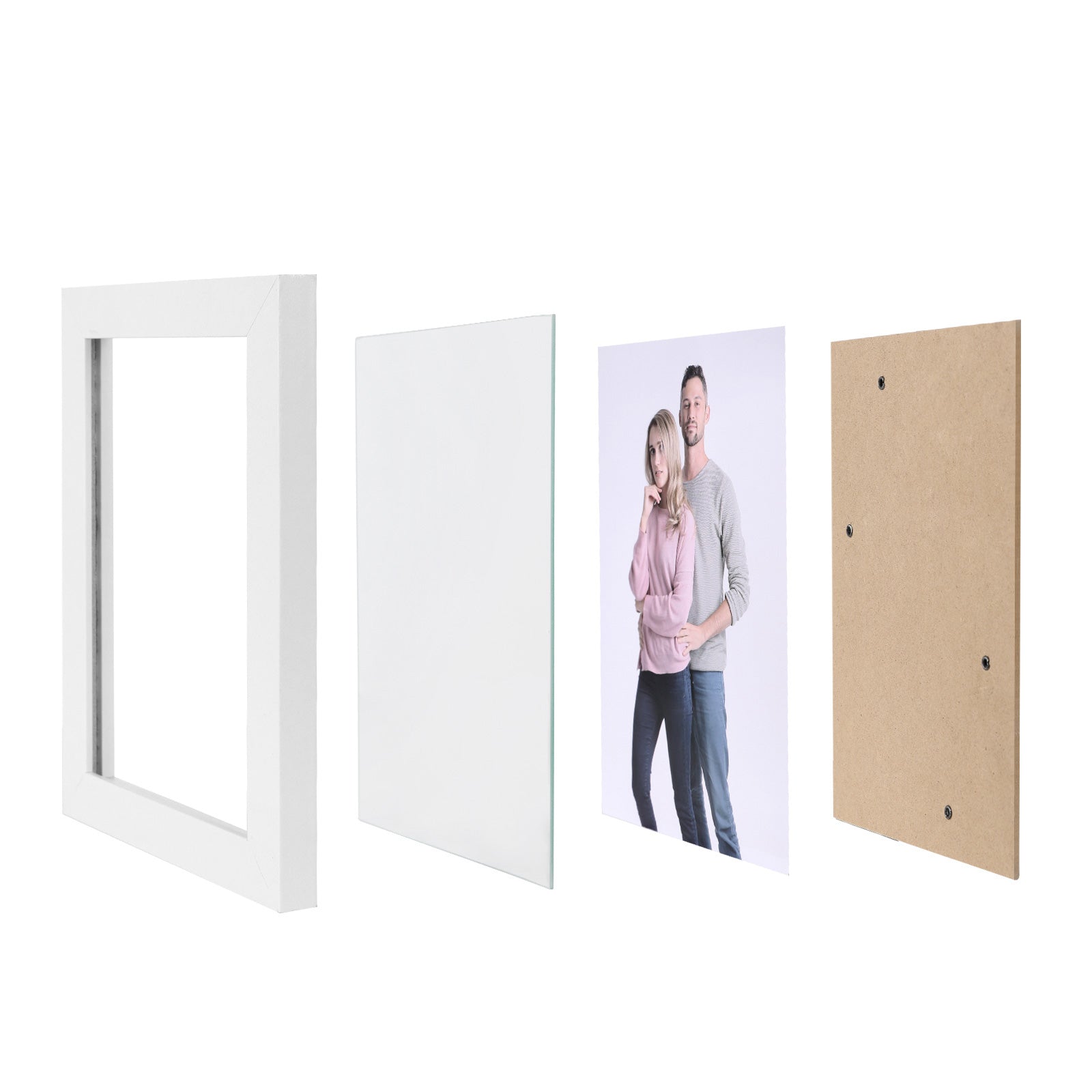 Picture Frame Set – Glass – White – Includes 5 Frames for 4