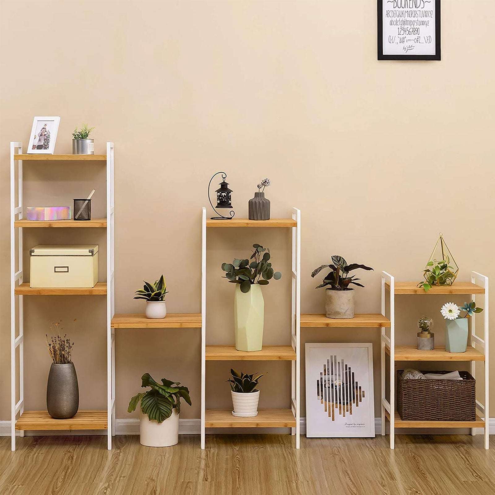 Bathroom Shelf – Bamboo – Natural White – 5-Tier Design