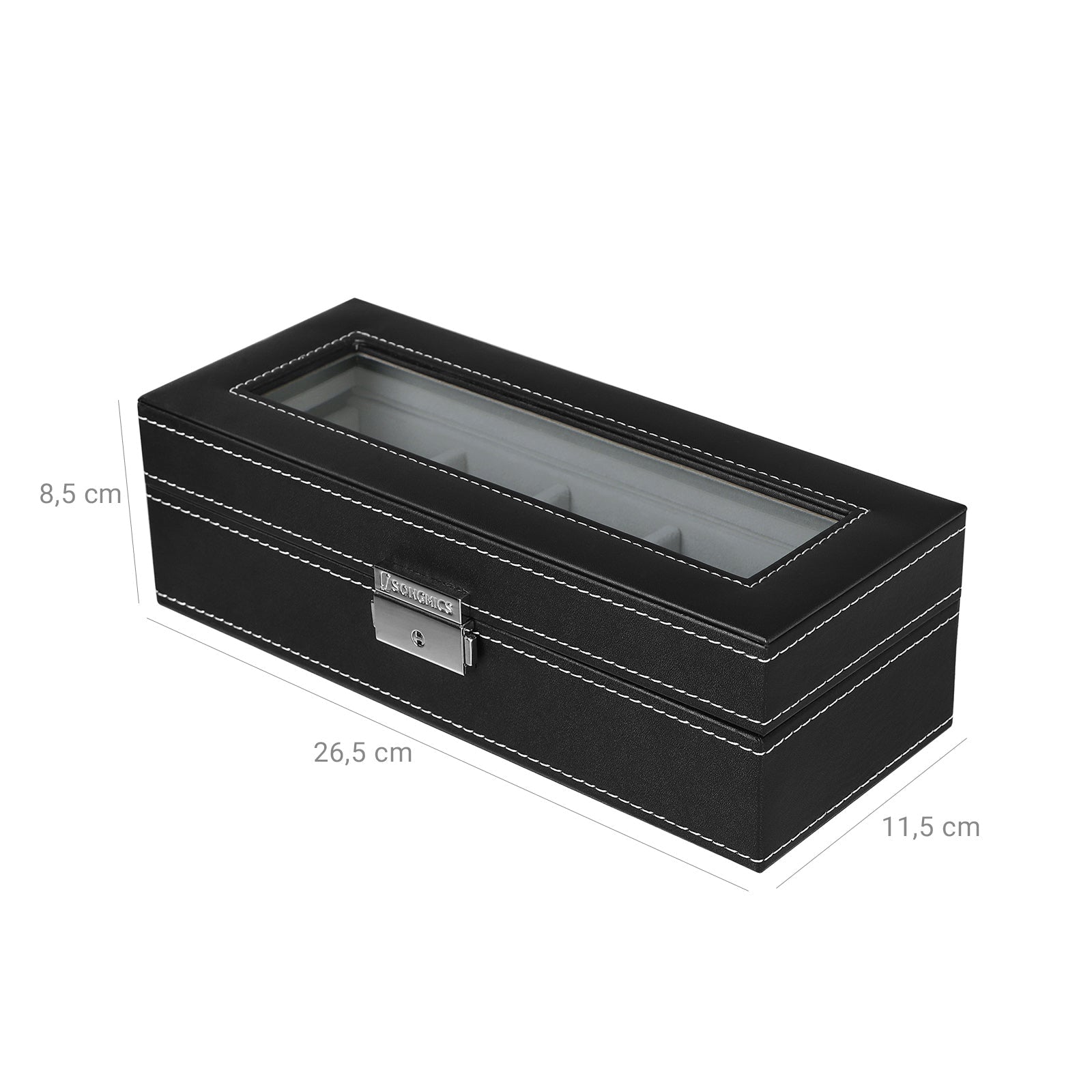 Watch Display Box – Glass – Black – Lockable with 5 Slots