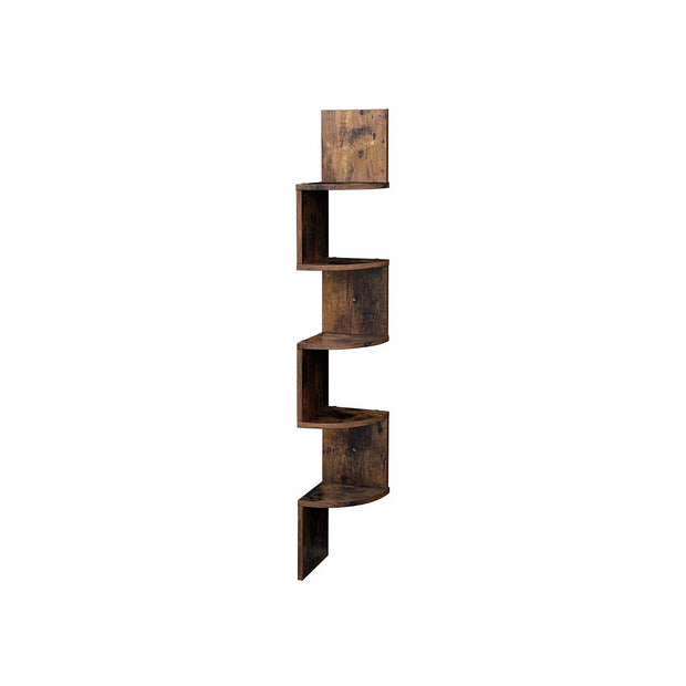 5 Tier Floating Corner Shelf – Wood – White – Zigzag Design