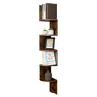 5 Tier Floating Corner Shelf – Wood – White – Zigzag Design