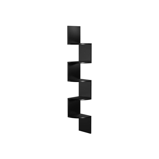 5 Tier Floating Corner Shelf – Wood – White – Zigzag Design