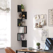 5-Tier Floating Wall Shelf – Wood – White – Zigzag Design