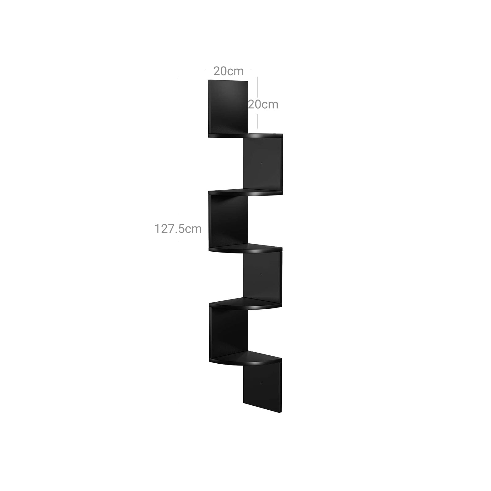 5-Tier Floating Wall Shelf – Wood – White – Zigzag Design