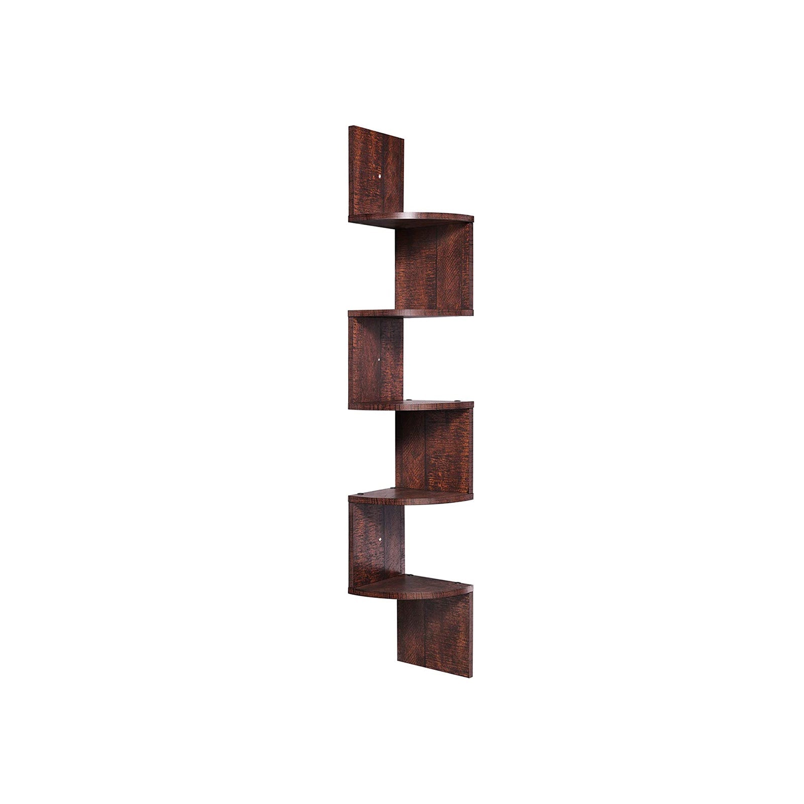 5-Tier Floating Wall Shelf – Wood – White – Zigzag Design