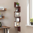 5-Tier Floating Wall Shelf – Wood – White – Zigzag Design