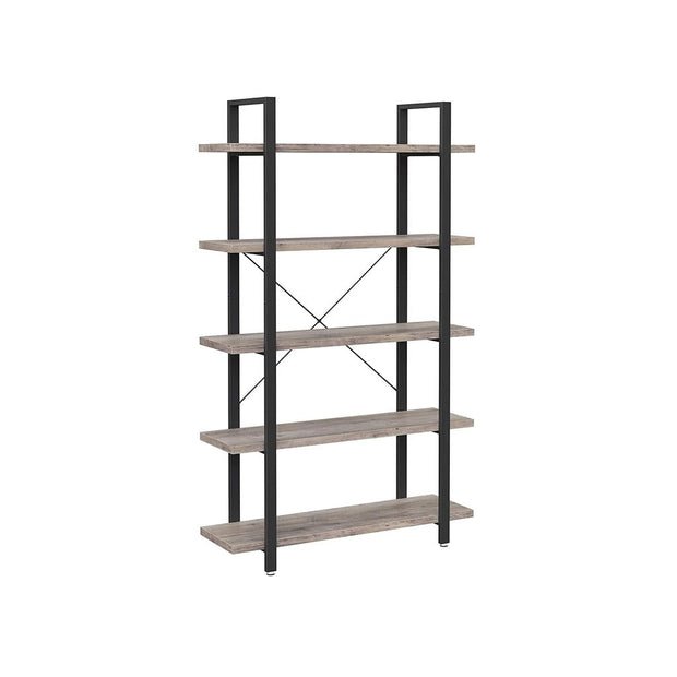 5-Tier Bookcase – Wood and Metal – Rustic Brown – Easy Assembly