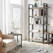 5-Tier Bookcase – Wood and Metal – Rustic Brown – Easy Assembly