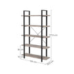 5-Tier Bookcase – Wood and Metal – Rustic Brown – Easy Assembly
