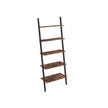 Ladder Bookcase – Iron – Rustic Brown – 5-Tier Design with Wall Support