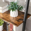 Ladder Bookcase – Iron – Rustic Brown – 5-Tier Design with Wall Support