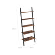 Ladder Bookcase – Iron – Rustic Brown – 5-Tier Design with Wall Support