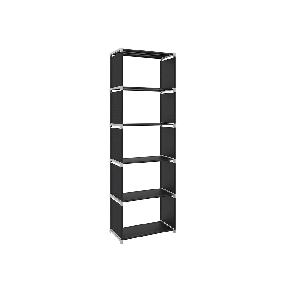 5 Tier Bookcase – Metal – Black – Open Shelves for Home and Studio Use