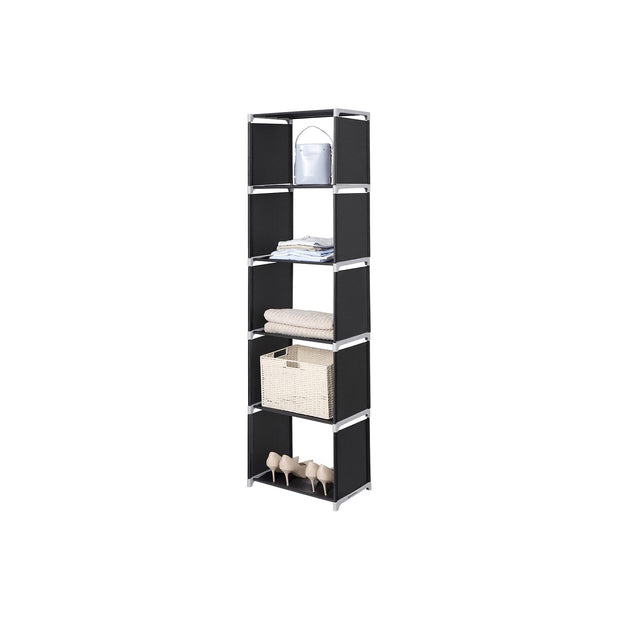 5 Tier Bookcase – Metal – Black – Open Shelves for Home and Studio Use