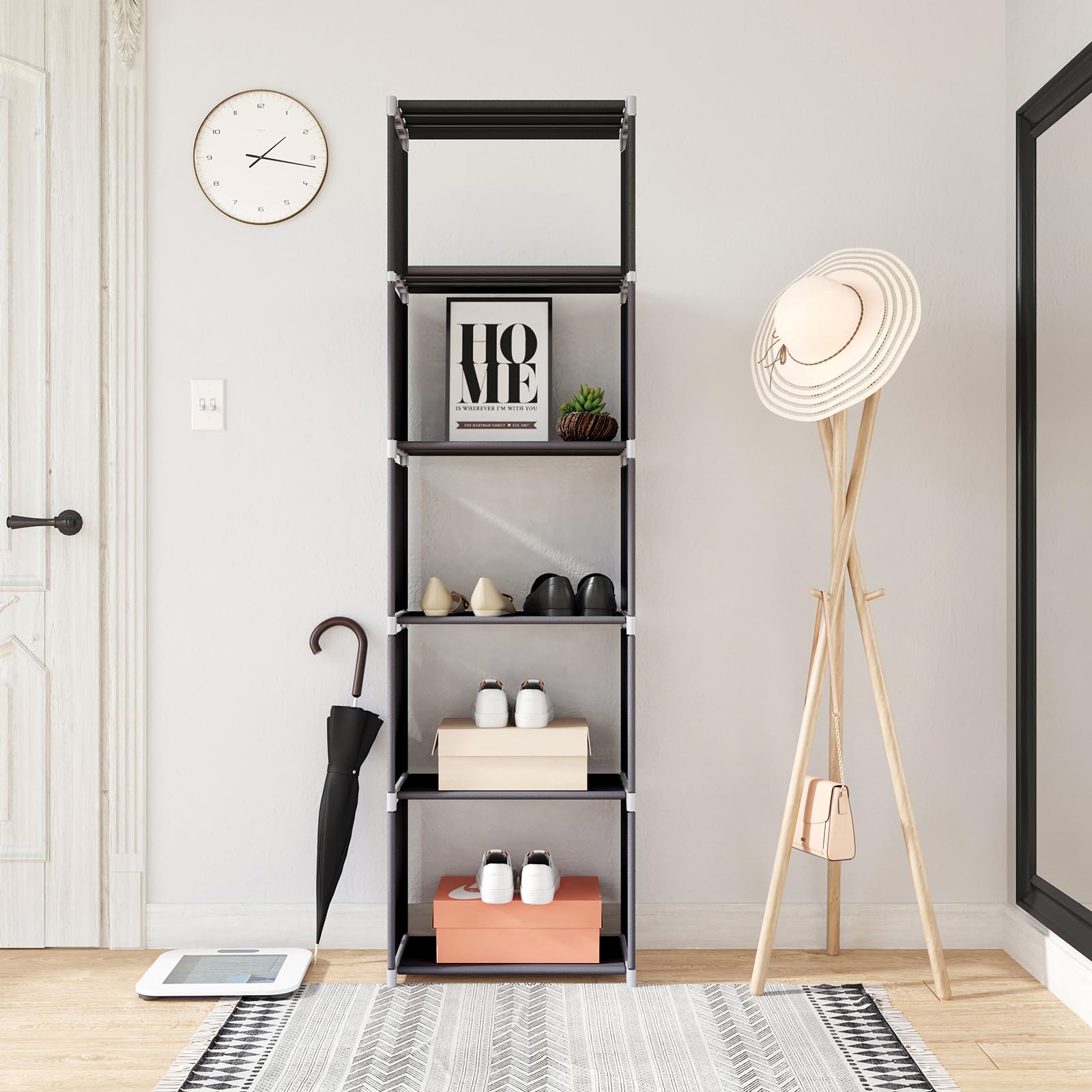 5 Tier Bookcase – Metal – Black – Open Shelves for Home and Studio Use