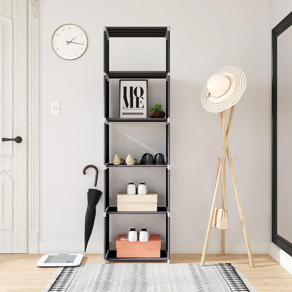 5 Tier Bookcase – Metal – Black – Open Shelves for Home and Studio Use