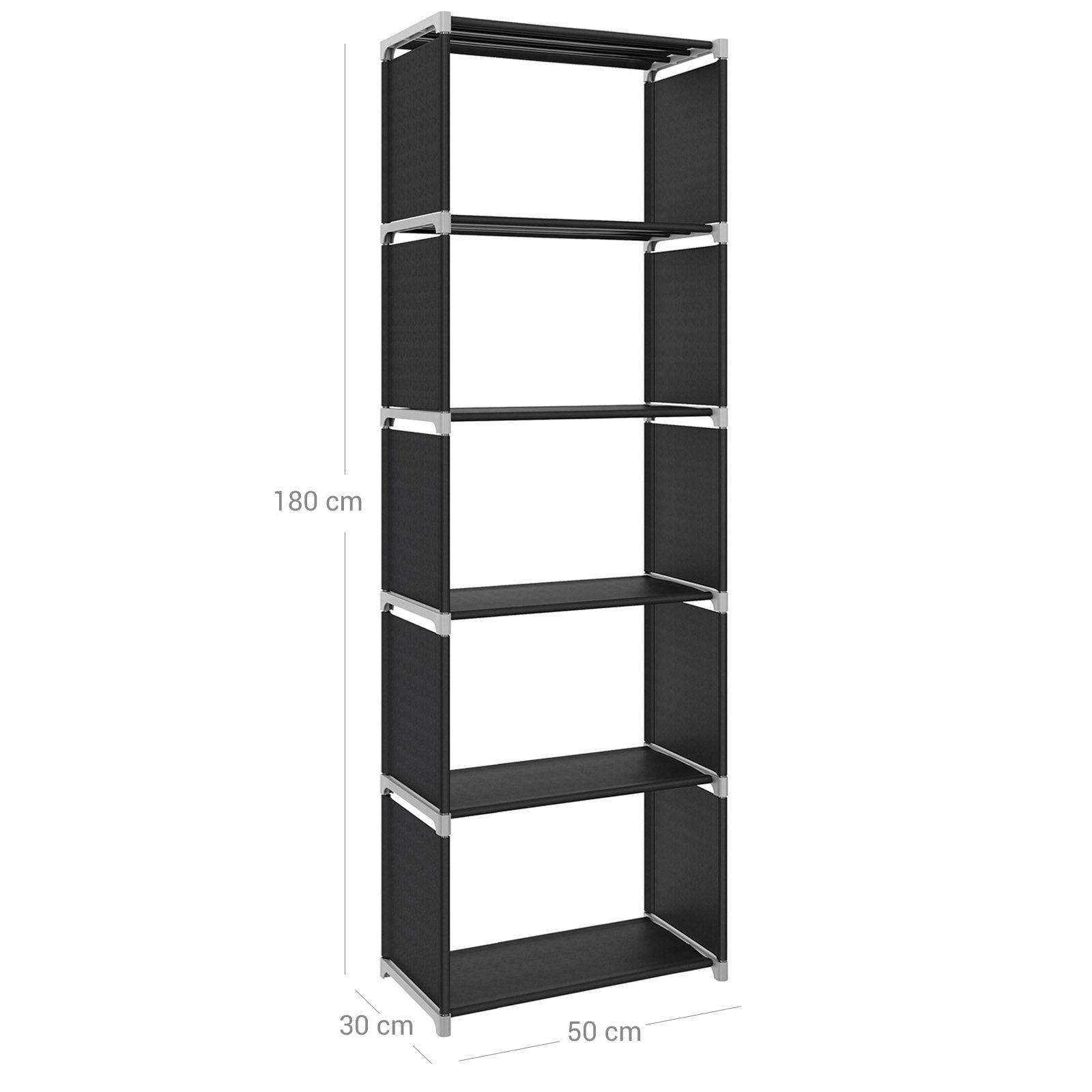 5 Tier Bookcase – Metal – Black – Open Shelves for Home and Studio Use