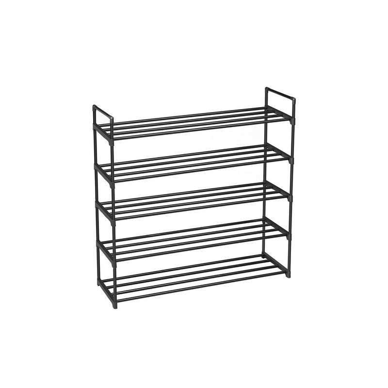 5-Tier Shoe Rack – Metal – Black – Holds Up to 25 Pairs