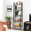 5-Tier Bookcase – Metal and Wood – Rustic Brown – Industrial Design