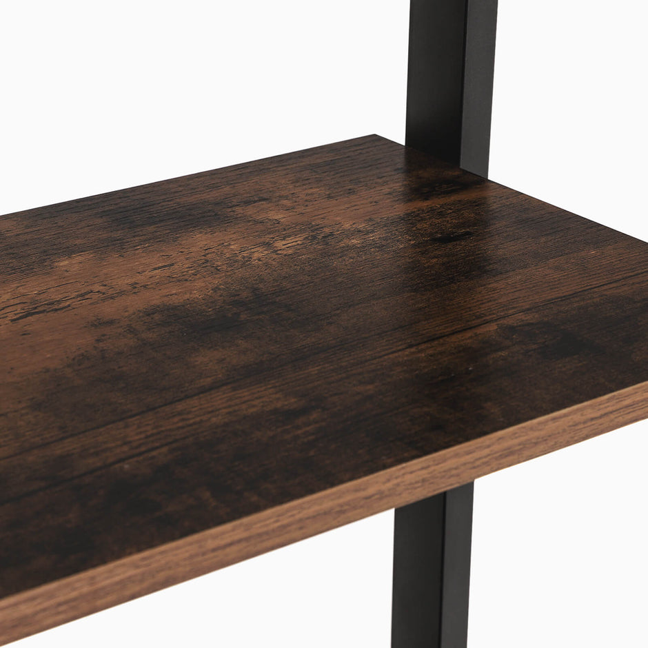 5-Tier Bookcase – Metal and Wood – Rustic Brown – Industrial Design
