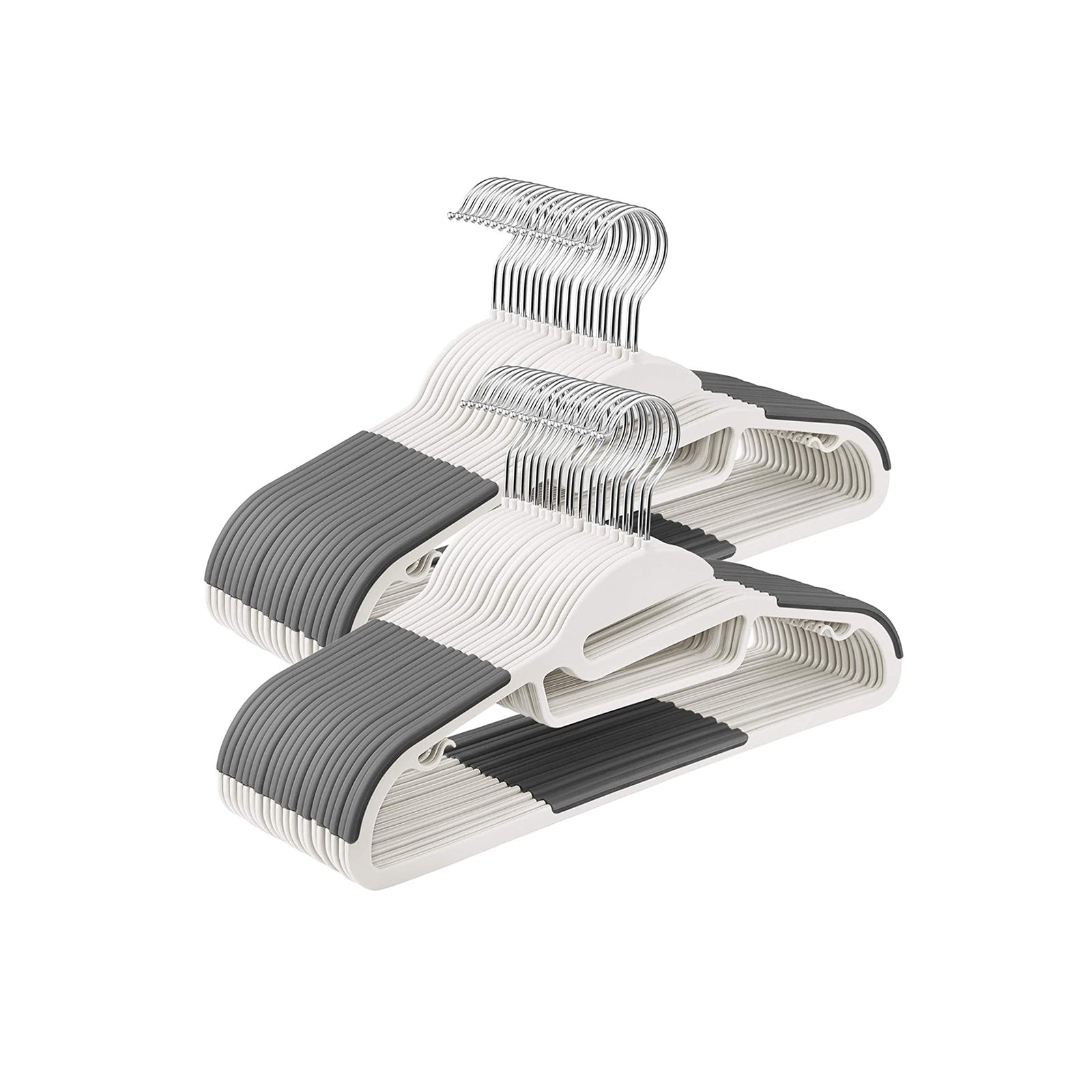 Suit Hangers – Premium Plastic – Grey – Heavy Duty, Non-Slip, Space-Saving, 360º Swivel Hook, 50 Pack