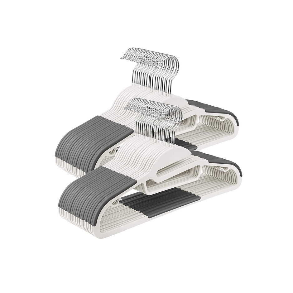 Suit Hangers – Premium Plastic – Grey – Heavy Duty, Non-Slip, Space-Saving, 360º Swivel Hook, 50 Pack