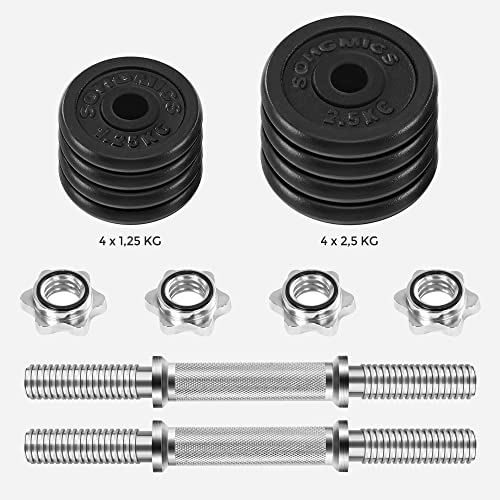 Adjustable Dumbbell Set – Cast Iron – Orange – 20kg with Extra Barbell Bar
