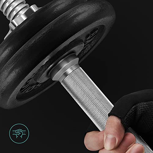 Adjustable Dumbbell Set – Cast Iron – Orange – 20kg with Extra Barbell Bar