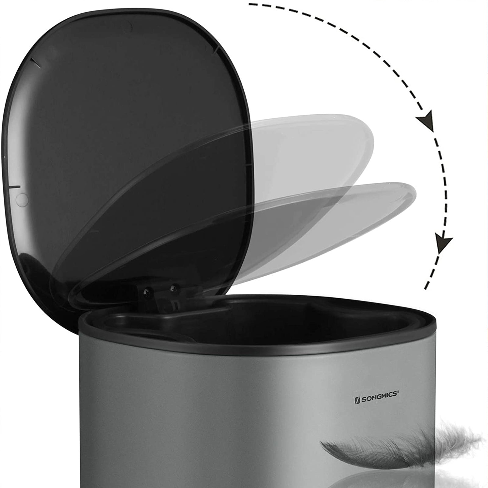 Trash Can – Steel – Grey – 5L Capacity with Inner Bucket and Soft Closure