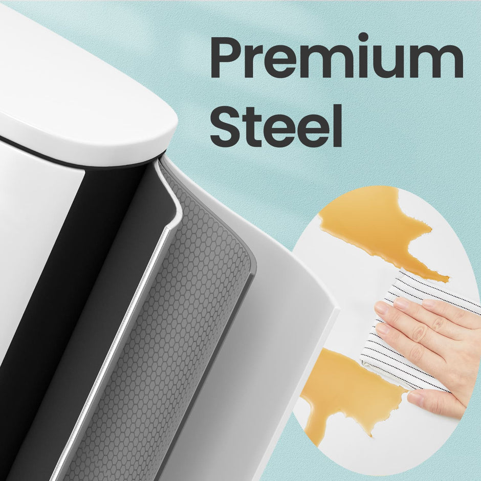 Waste Bin – Stainless Steel – White – 50L, Step-On Pedal, Soft Close, Removable Inner Bucket