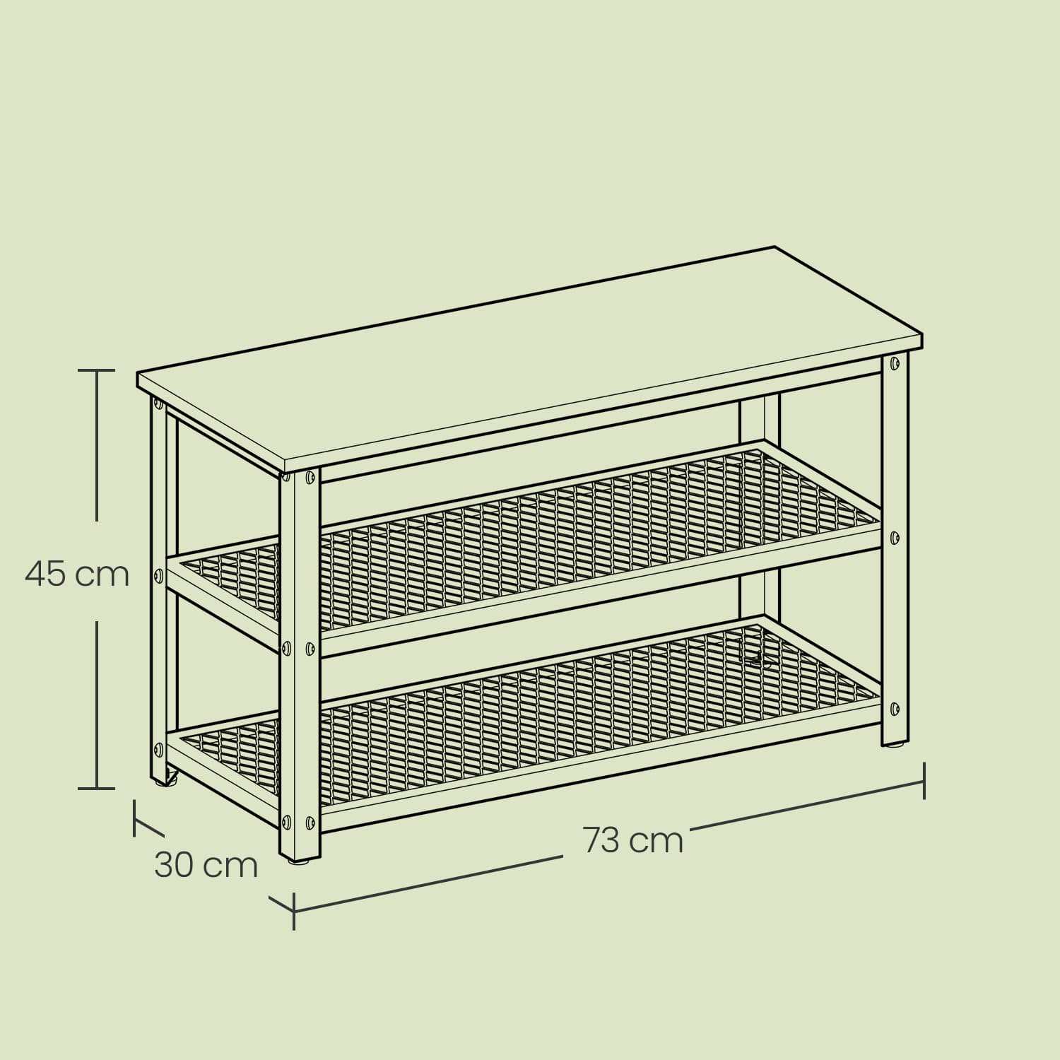Shoe Bench – Steel – Rustic Brown and Black – 2 Shelves for Entryway Organization