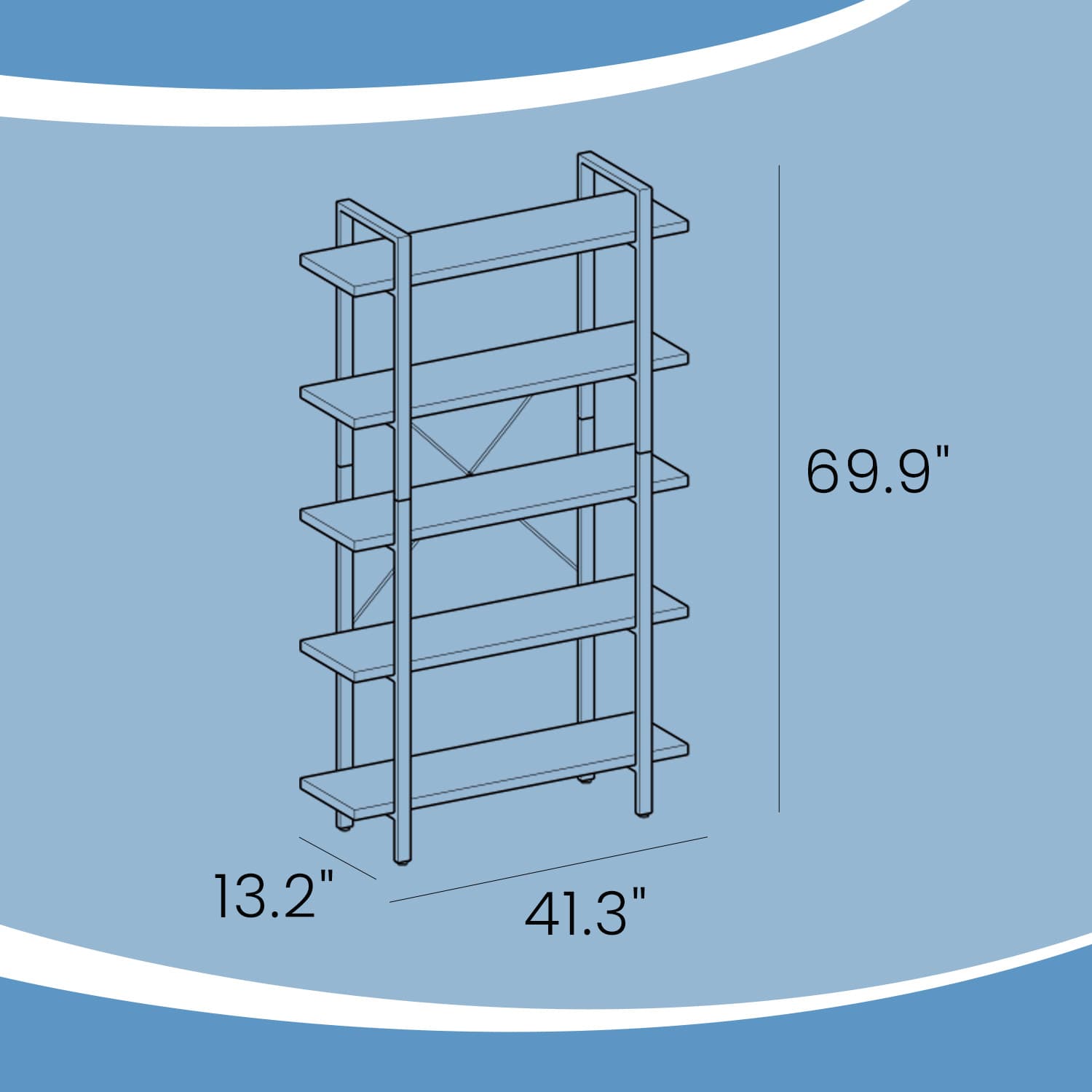 Bookshelf – Wood – Rustic Brown – 5-Tier Industrial Design