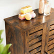 Bathroom Floor Cabinet – Wood – Rustic Brown – Multipurpose with Adjustable Shelf and Louvred Doors