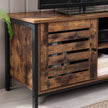 TV Cabinet – Wood and Metal – Rustic Brown and Black – Louvred Door with 2 Shelves