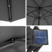 Large Patio Sun Umbrella – Fabric – Grey – Solar-Powered LED Lights, UPF 50+ Protection, Tilting Mechanism