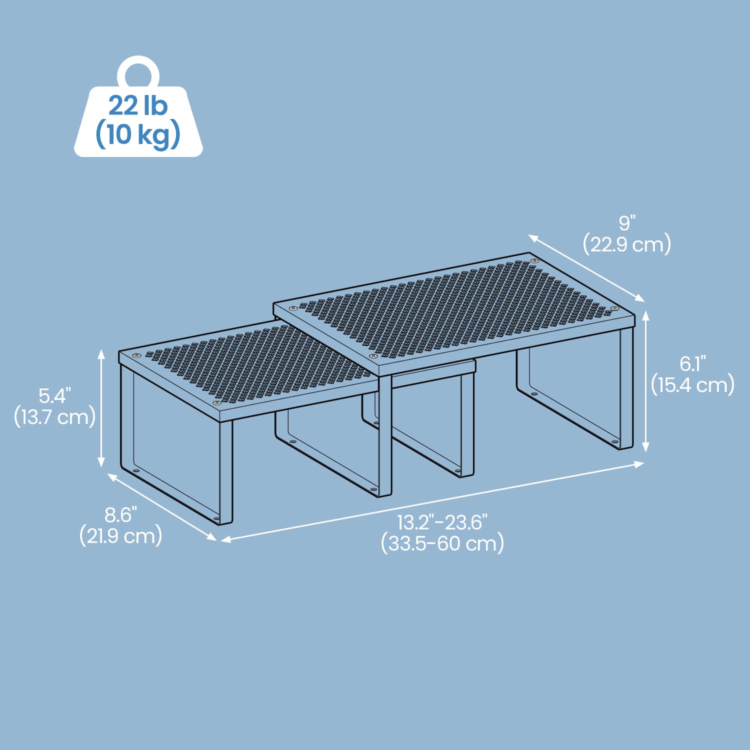 Set of 2 Spice Racks – Metal – Ink Black – Stackable and Expandable