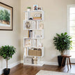 6-Tier Bookshelf – Wood – White – Freestanding Room Divider