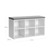 Shoe Bench – Engineered Wood – White – 6 Compartments with 3 Adjustable Shelves