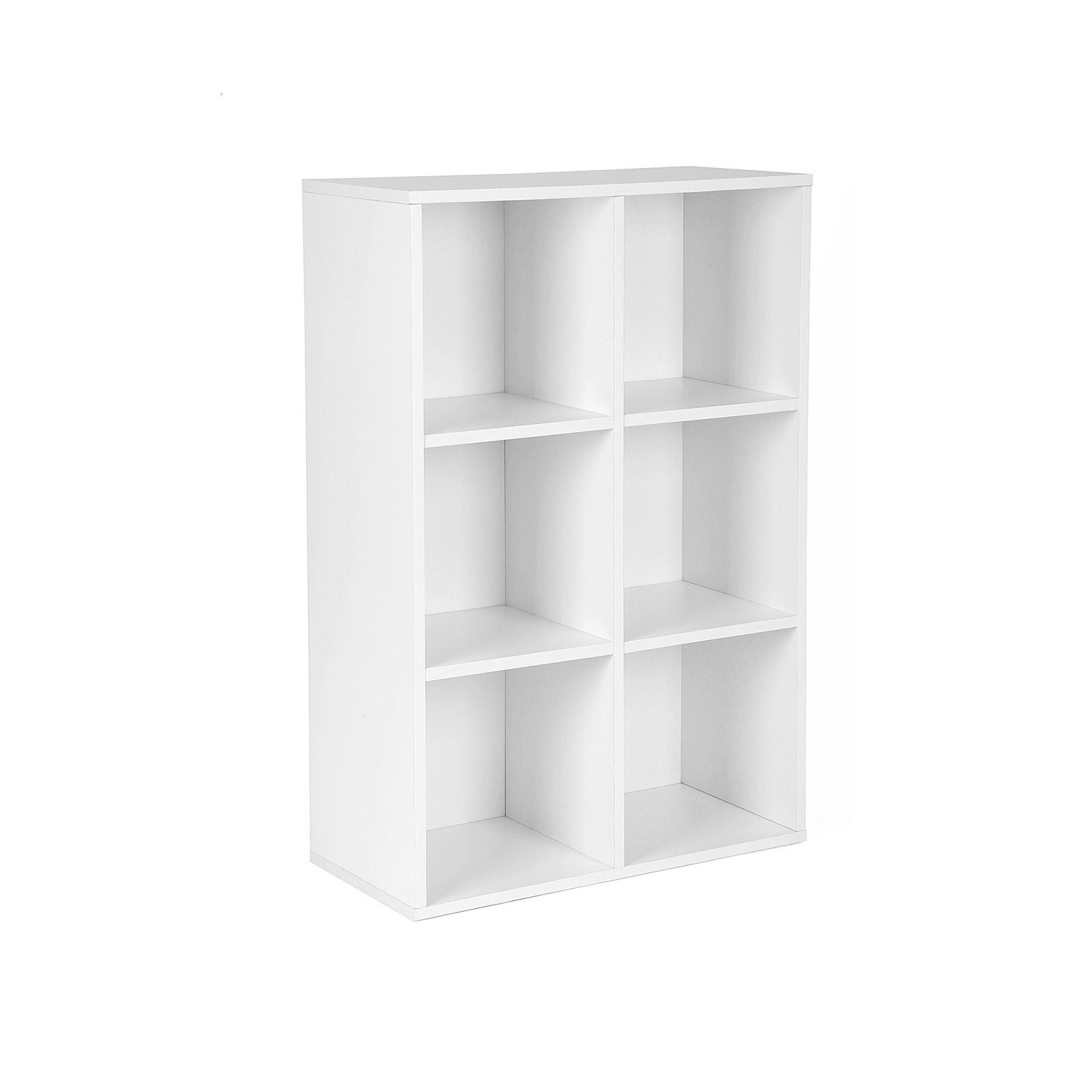 3-Tier Storage Shelf – Wood – White – 6 Compartments
