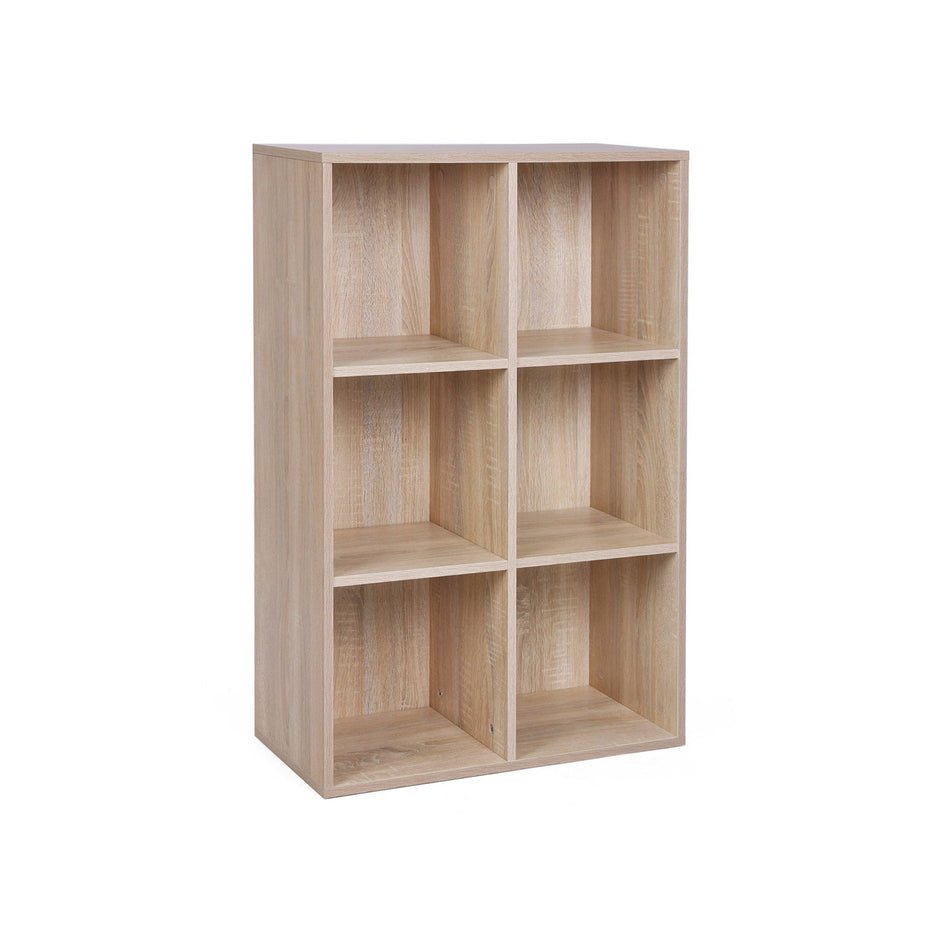 3-Tier Storage Shelf – Wood – White – 6 Compartments