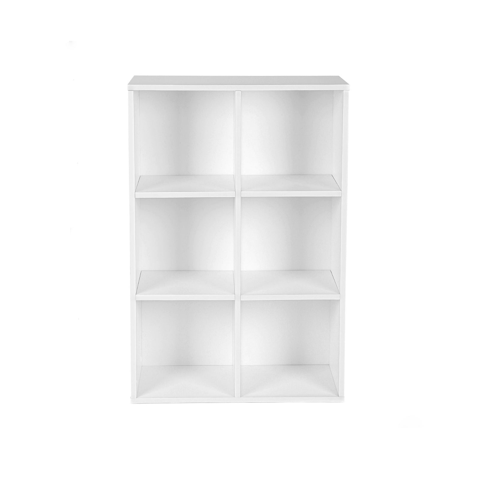 3-Tier Storage Shelf – Wood – White – 6 Compartments