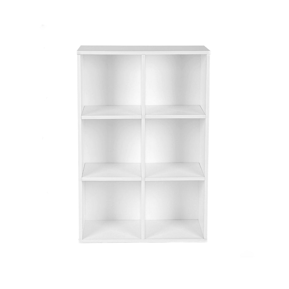 3-Tier Storage Shelf – Wood – White – 6 Compartments