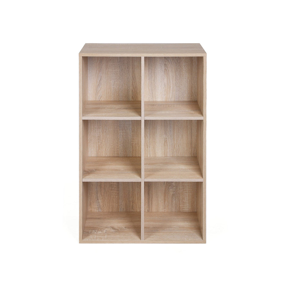 3-Tier Storage Shelf – Wood – White – 6 Compartments