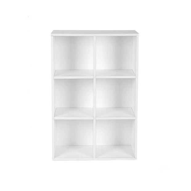 3-Tier Storage Shelf – Wood – White – 6 Compartments