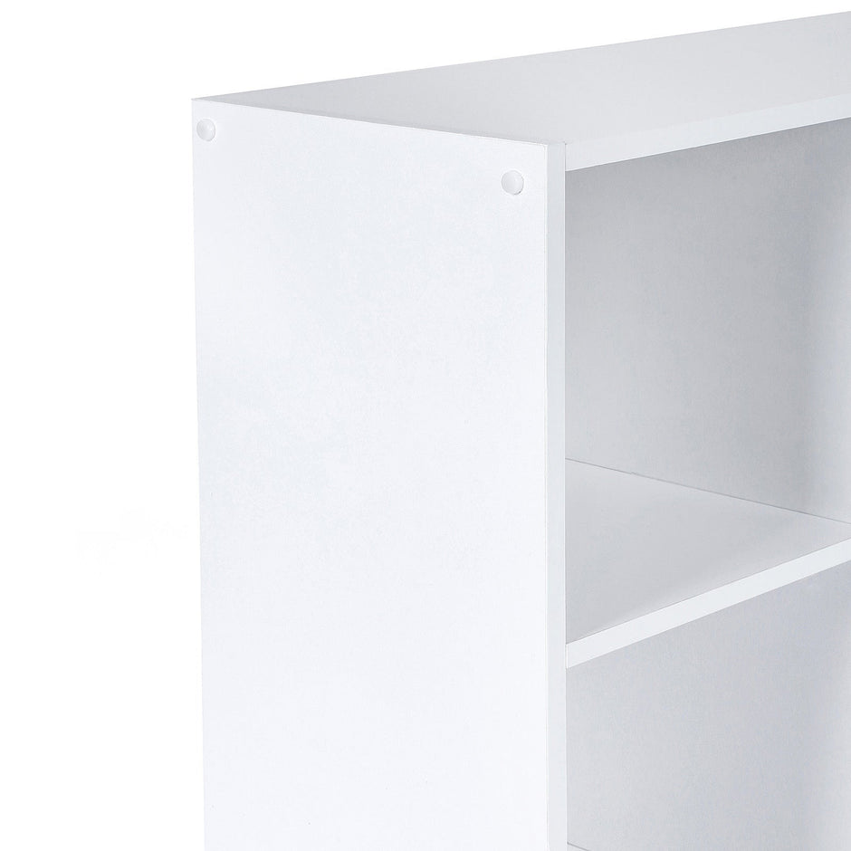 3-Tier Storage Shelf – Wood – White – 6 Compartments